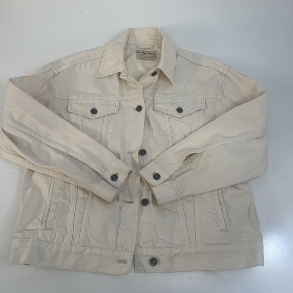 We The Free Jean Jacket Free People Womens XS Cream Denim Trucker Button Front - Picture 5 of 15
